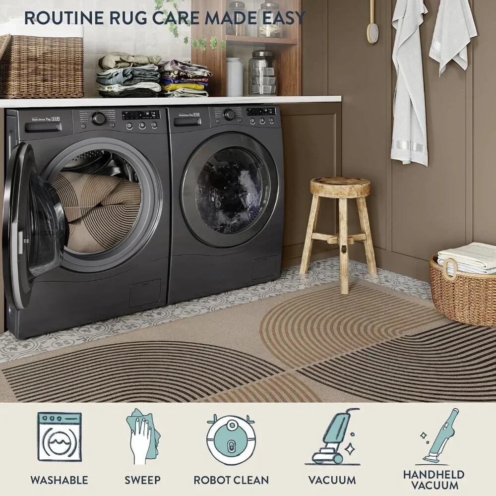 New Modern Rainbow Easy Jute 3x5 Patio Rug, Washable Rugs for Entryway Farmhouse